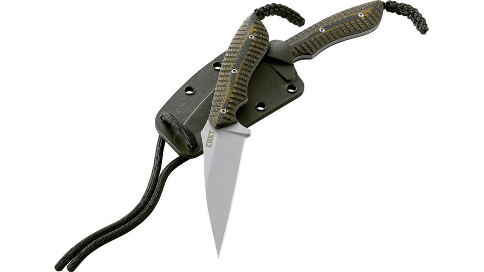 CRKT Folts SPEW Small Pocket Everyday Fixed Blade Knife, Wharncliffe, Razor Edge 2388