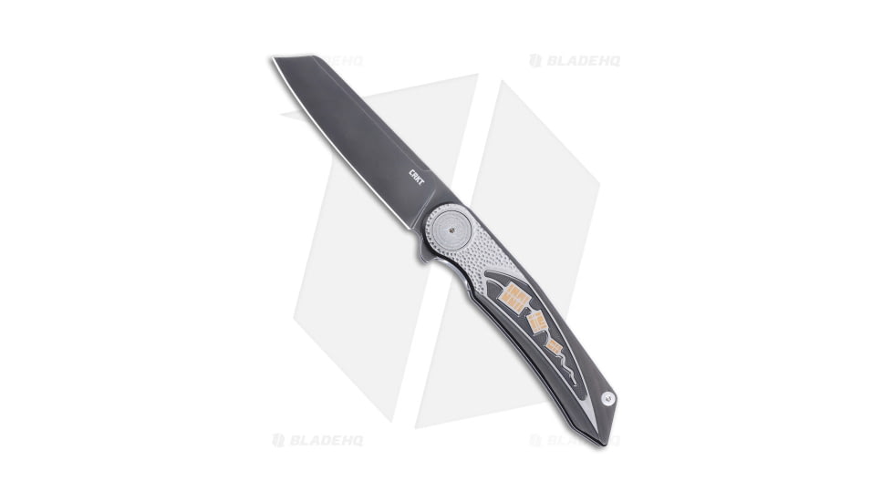 CRKT Fortuitous MagnaCut Folding Knife, 3.51in, CPM MagnaCut, Sheepsfoot Blade, Titanium Black/Gray Handle, Black/Black/Gray, 8.16in, BHQ-190525