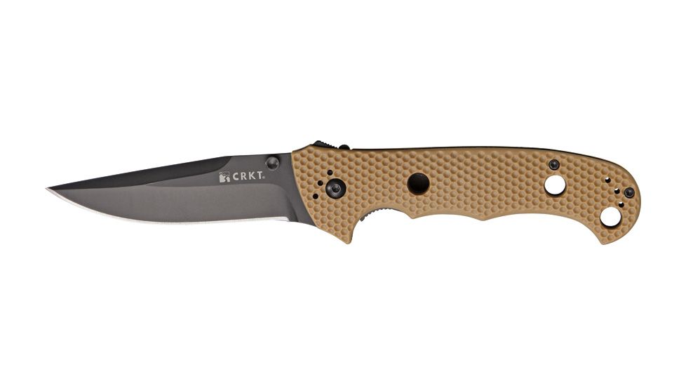 CRKT Hammond Cruiser Folding Knife, 3.75in, Black Stainless Clip Point, Desert Tan Zytel Handle CR7904DB