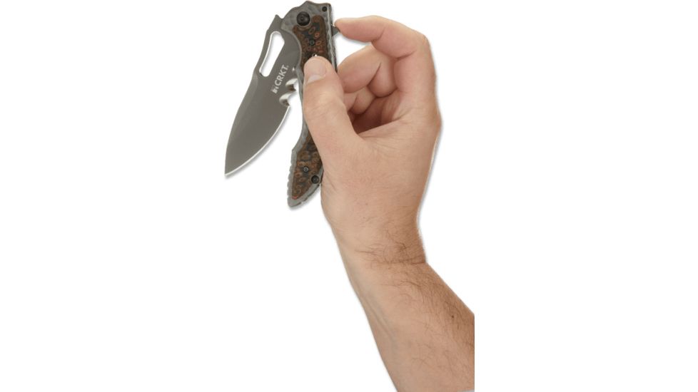 CRKT Ikoma Fossil - 3.96in. Black Blade w/ Veff Serrations, IKBS, Stainless Steel &amp; G10 Scales, Clip 5471K