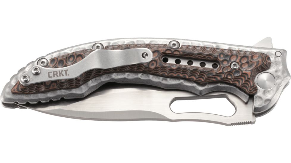 CRKT Ikoma Fossil - 3.96in. Plain Blade, IKBS, Stainless Steel &amp; G10 Scales, Clip 5470