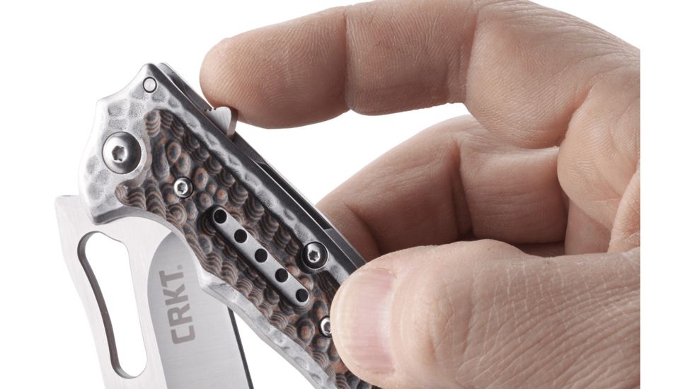 CRKT Ikoma Fossil - 3.96in. Plain Blade, IKBS, Stainless Steel &amp; G10 Scales, Clip 5470