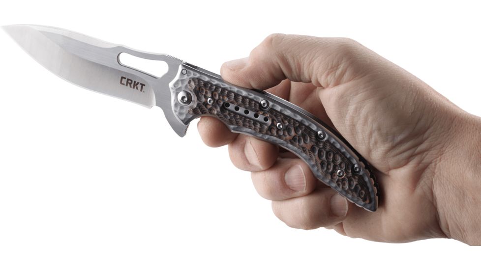 CRKT Ikoma Fossil - 3.96in. Plain Blade, IKBS, Stainless Steel &amp; G10 Scales, Clip 5470