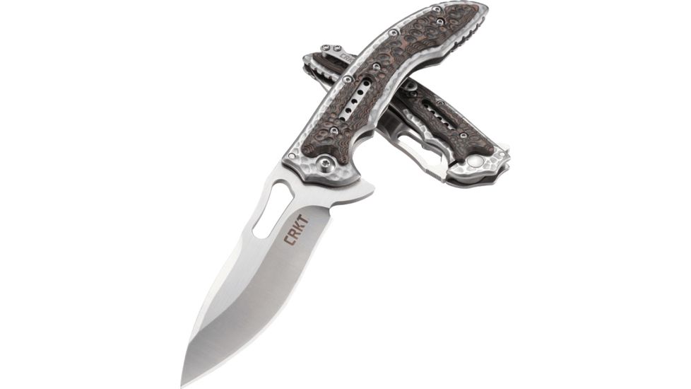 CRKT Ikoma Fossil - 3.96in. Plain Blade, IKBS, Stainless Steel &amp; G10 Scales, Clip 5470