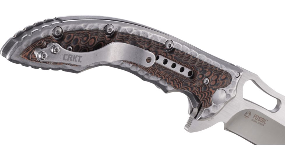 CRKT Ikoma Fossil - 3.96in. Plain Blade, IKBS, Stainless Steel &amp; G10 Scales, Clip 5470