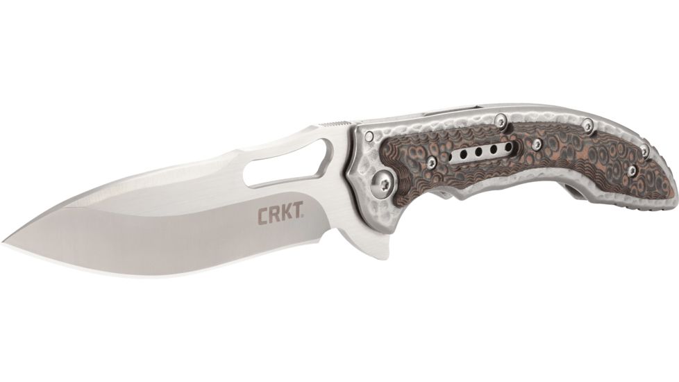 CRKT Ikoma Fossil - 3.96in. Plain Blade, IKBS, Stainless Steel &amp; G10 Scales, Clip 5470