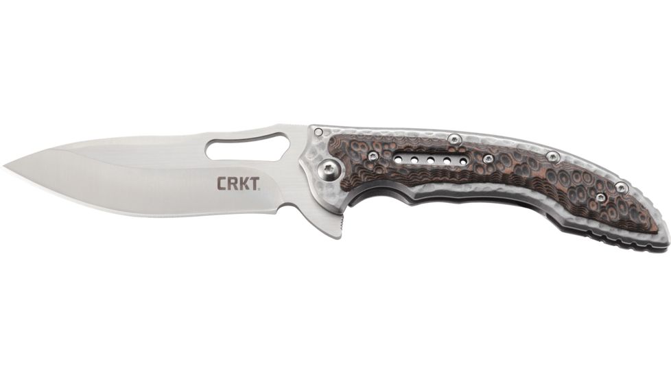 CRKT Ikoma Fossil - 3.96in. Plain Blade, IKBS, Stainless Steel &amp; G10 Scales, Clip 5470