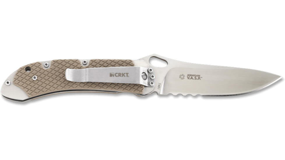 CRKT Jernigan V.A.S.P. - 3.71in. Veff Flat Top Serrated Blade, IKBS, G10 Handles 7481
