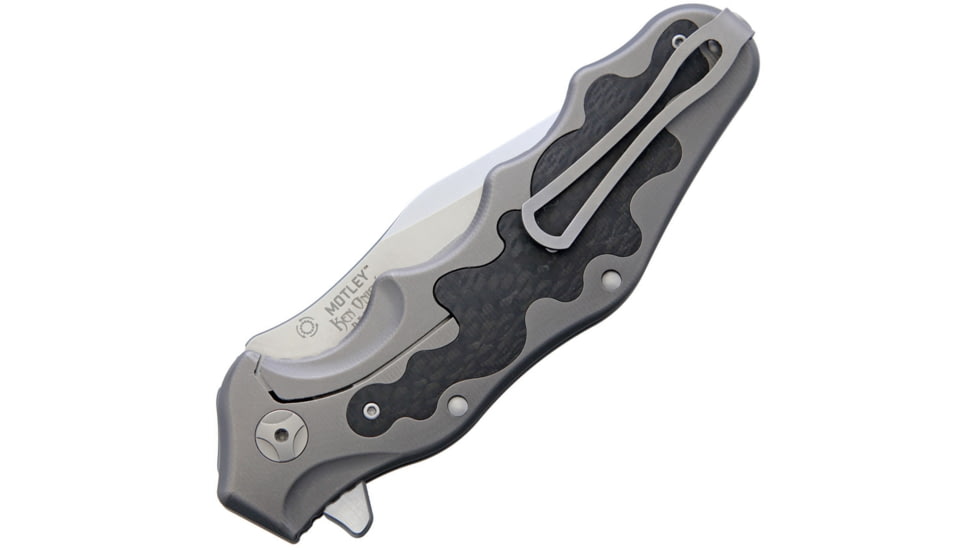 CRKT Ken Onion Motley Limited Ed Folding Knife, 3.88in Satin Sleipner Tool Steel Clip Point Blade, Matte Finish Titanium, K210CFXP