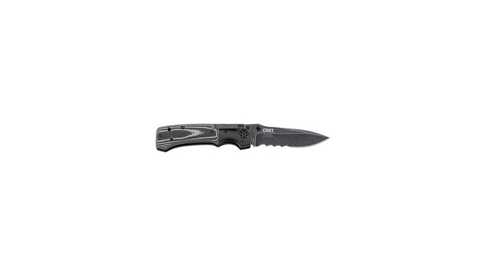 CRKT LOCKING LINER WITH THUMB STUD-BLACK, Black and Gray, 4 R2002K
