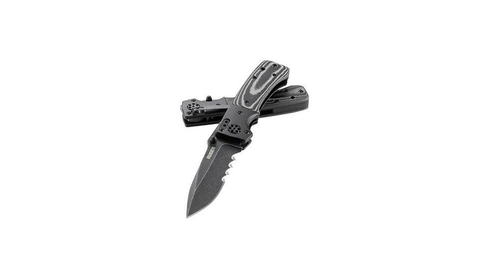 CRKT LOCKING LINER WITH THUMB STUD-BLACK, Black and Gray, 4 R2002K