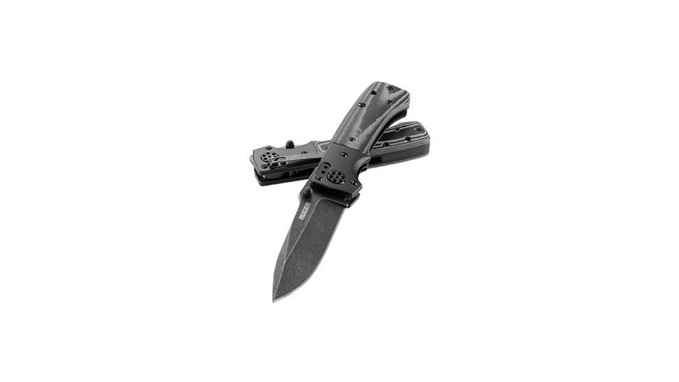 CRKT LOCKING LINER WITH THUMB STUD-BLACK, Black and Gray, 4 R2001K