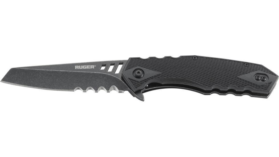CRKT LOCKING LINER WITH BLADE FLIPPER, Compact Tanto, Flat Top Serrations, Black and Gray, 3.25 R1706K