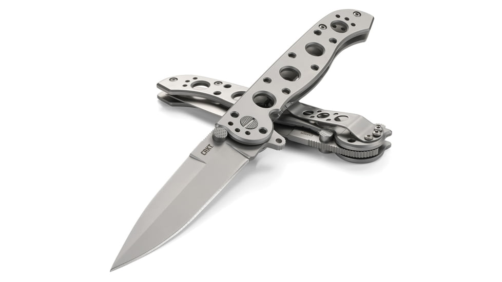 CRKT M16-03SS 3.54in Folding Knife, Spear Point, Plain Bead Blasted 12C27 Sandvik Blade, Stainell Steel Handle, M16-03SS