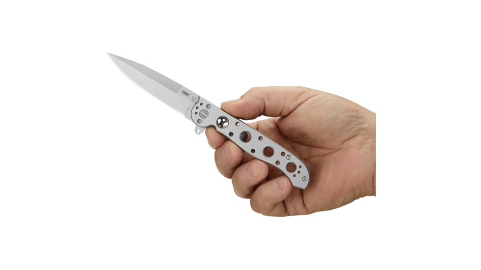 CRKT M16-03SS 3.54in Folding Knife, Spear Point, Plain Bead Blasted 12C27 Sandvik Blade, Stainell Steel Handle, M16-03SS