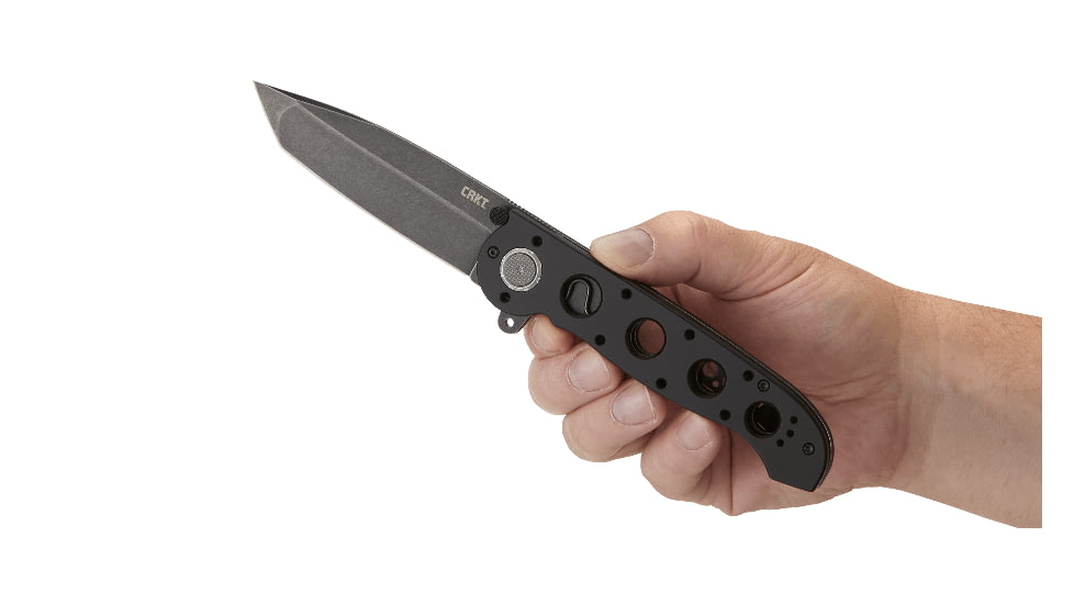 CRKT M16-04DB 3.89in Folding Knife, Plain, Stonewash D2 Steel Blade, Black Aluminum Handle, M16-04DB