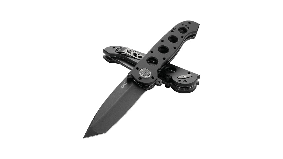 CRKT M16-04DB 3.89in Folding Knife, Plain, Stonewash D2 Steel Blade, Black Aluminum Handle, M16-04DB