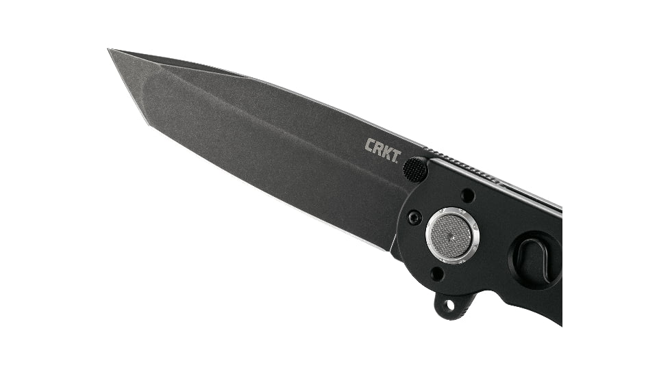 CRKT M16-04DB 3.89in Folding Knife, Plain, Stonewash D2 Steel Blade, Black Aluminum Handle, M16-04DB