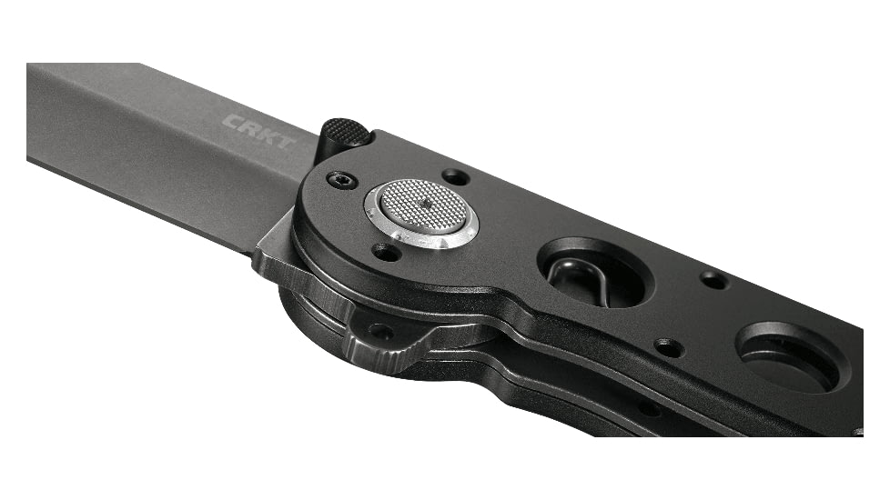 CRKT M16-04DB 3.89in Folding Knife, Plain, Stonewash D2 Steel Blade, Black Aluminum Handle, M16-04DB