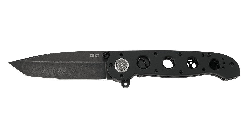 CRKT M16-04DB Assisted Opening Folding Knife, 3.89in, Stonewash D2 Steel Blade, Tanto, Black Aluminum Handle, Black, M16-04DB
