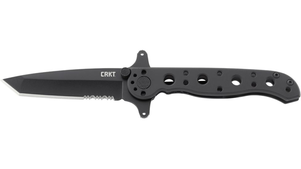 CRKT M16-10 Special Forces Tanto Black Folding Knife, Stainless Steel, Triple Point Serrations, M16-10KSF