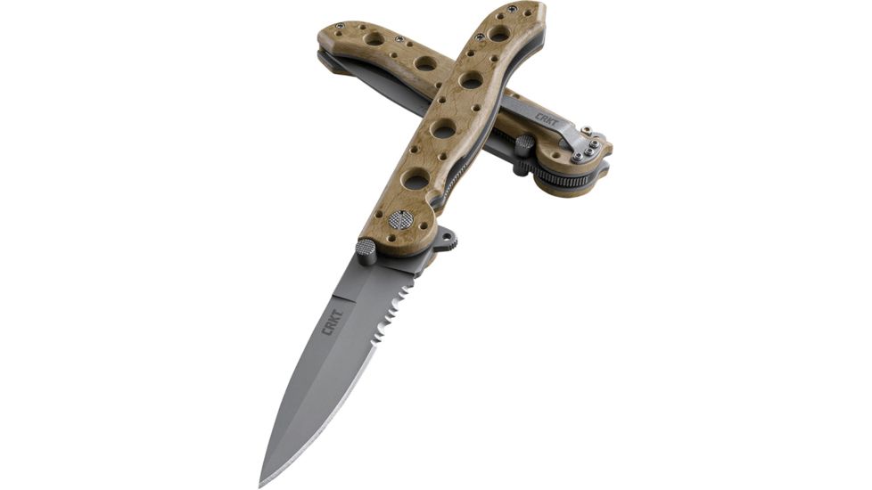 CRKT M16-13 Desert Camo Spear Point Folding Knife, Triple Point Serrations, M16-13ZM