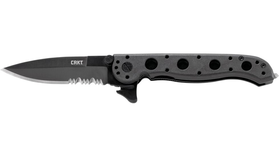 CRKT M16-13 Spear Point Folding Knife, LE Model - Black Handle, Black Blade, Triple Point Serrations, M16-13ZLEK