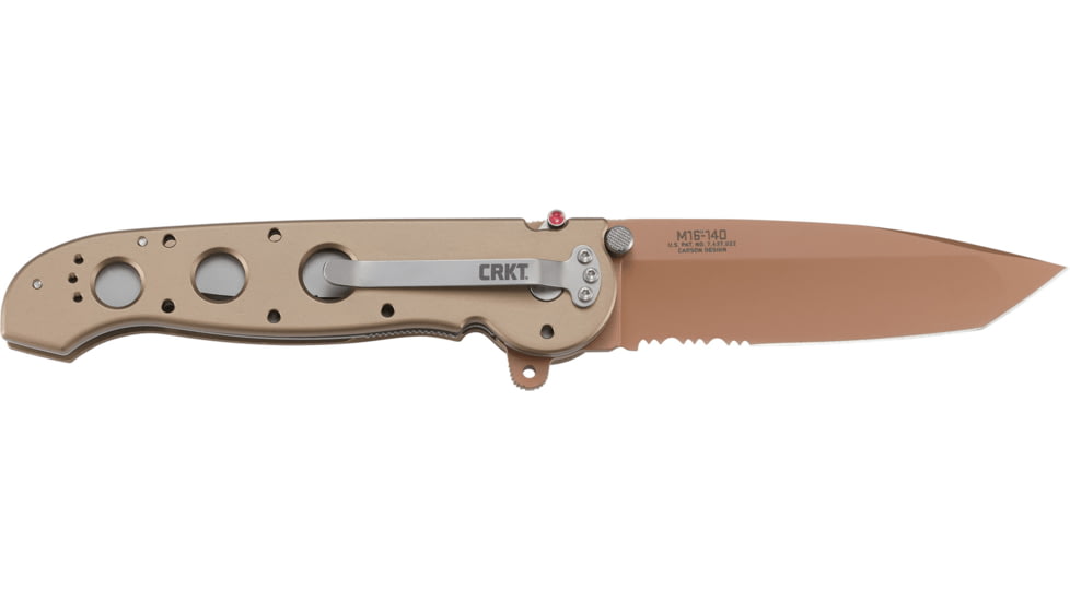 CRKT M16-14 Big Dog Desert Tanto Copper Folding Knife, Triple Point Serrations, M16-14D