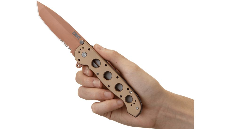 CRKT M16-14 Big Dog Desert Tanto Copper Folding Knife, Triple Point Serrations, M16-14D