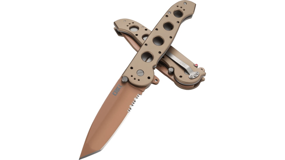 CRKT M16-14 Big Dog Desert Tanto Copper Folding Knife, Triple Point Serrations, M16-14D