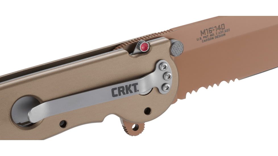 CRKT M16-14 Big Dog Desert Tanto Copper Folding Knife, Triple Point Serrations, M16-14D