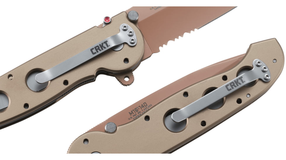 CRKT M16-14 Big Dog Desert Tanto Copper Folding Knife, Triple Point Serrations, M16-14D