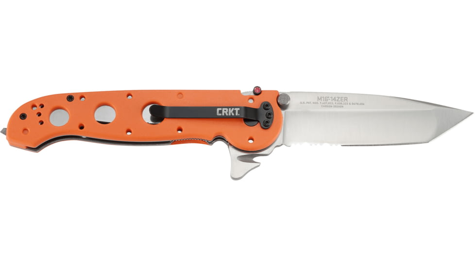 CRKT M16-14 Big Dog Pro Tanto Folder Knife, ER - Orange Handle, Satin Blade, Triple Point Serrations, M16-14ZER