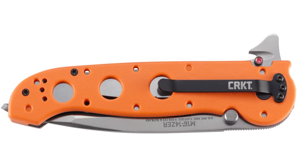 CRKT M16-14 Big Dog Pro Tanto Folder Knife, ER - Orange Handle, Satin Blade, Triple Point Serrations, M16-14ZER