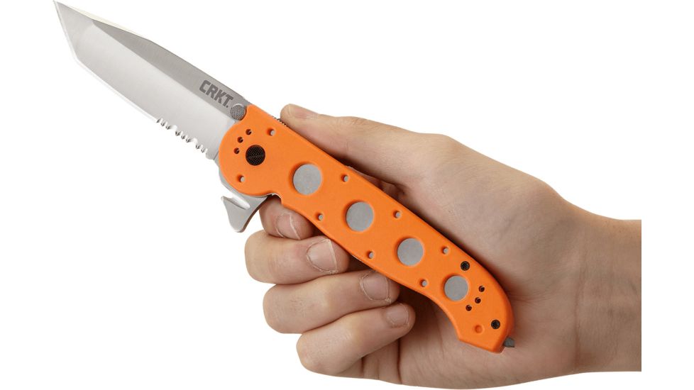 CRKT M16-14 Big Dog Pro Tanto Folder Knife, ER - Orange Handle, Satin Blade, Triple Point Serrations, M16-14ZER