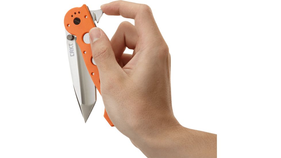 CRKT M16-14 Big Dog Pro Tanto Folder Knife, ER - Orange Handle, Satin Blade, Triple Point Serrations, M16-14ZER