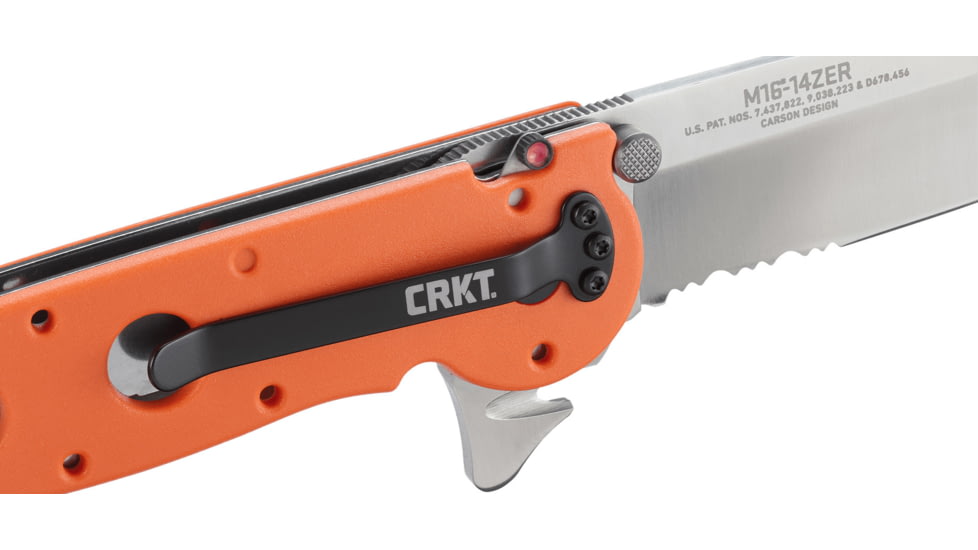 CRKT M16-14 Big Dog Pro Tanto Folder Knife, ER - Orange Handle, Satin Blade, Triple Point Serrations, M16-14ZER