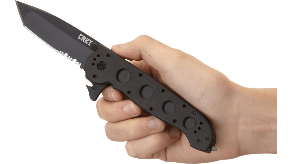 CRKT M16-14 Big Dog Pro Tanto Folder Knife, LE - Black Handle, Black Blade, Triple Point Serrations, M16-14ZLEK