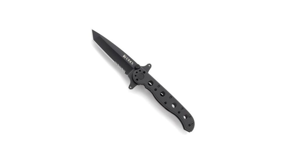 CRKT M16 Stainless - Tanto, Combination Edge, Black Handle, Black Oxide Blade, Framelock - M16-10KSC