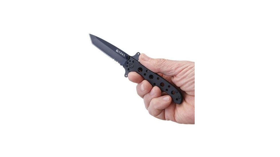 CRKT M16 Stainless - Tanto, Combination Edge, Black Handle, Black Oxide Blade, Framelock - M16-10KSC