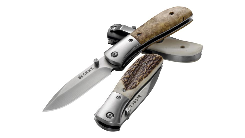 CRKT M4 EDC Folding Knife, Burl Wood Scales, Stainless Bolster M4-02W