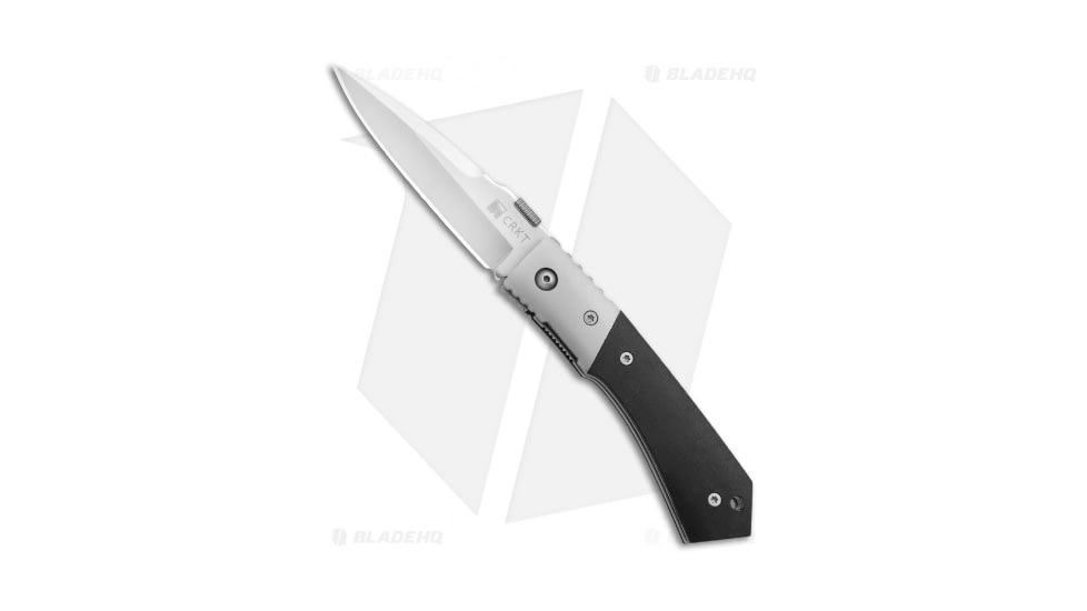 CRKT Mini Tighe Tac Folding Knife, 2.625in, AUS-6 Stainless Steel, Drop Point Blade, Zytel Black/Gray Handle, Steel/Black/Gray, 6.00in, BHQ-75708