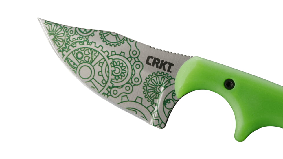 CRKT Minimalist - Bowie Gears, Designed By Alan Folts in Melbourne, Fixed Blade Knife W/Sheath, 2.125in, Plain Edge, Satin Finish, Polypropylene Handle, 2387G