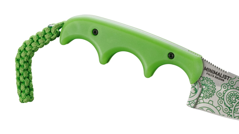 CRKT Minimalist - Bowie Gears, Designed By Alan Folts in Melbourne, Fixed Blade Knife W/Sheath, 2.125in, Plain Edge, Satin Finish, Polypropylene Handle, 2387G