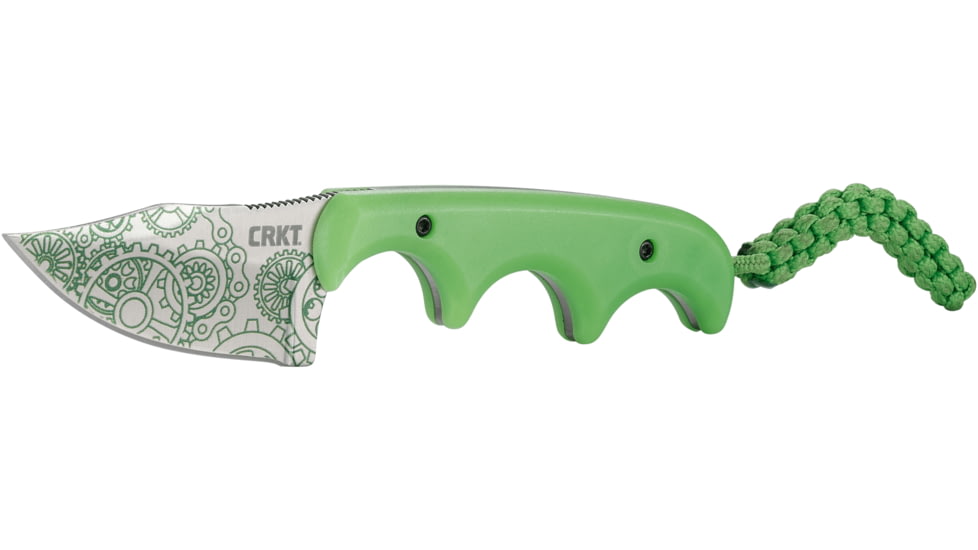 CRKT Minimalist - Bowie Gears, Designed By Alan Folts in Melbourne, Fixed Blade Knife W/Sheath, 2.125in, Plain Edge, Satin Finish, Polypropylene Handle, 2387G