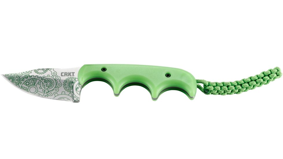 CRKT Minimalist - Bowie Gears, Designed By Alan Folts in Melbourne, Fixed Blade Knife W/Sheath, 2.125in, Plain Edge, Satin Finish, Polypropylene Handle, 2387G