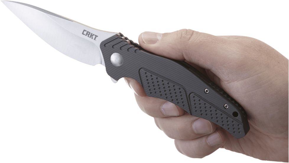 CRKT Outrage by Ken Onion Folding Knife,3.19in Satin Drop Point Plain Blade,Aluminum Handle K320GXP