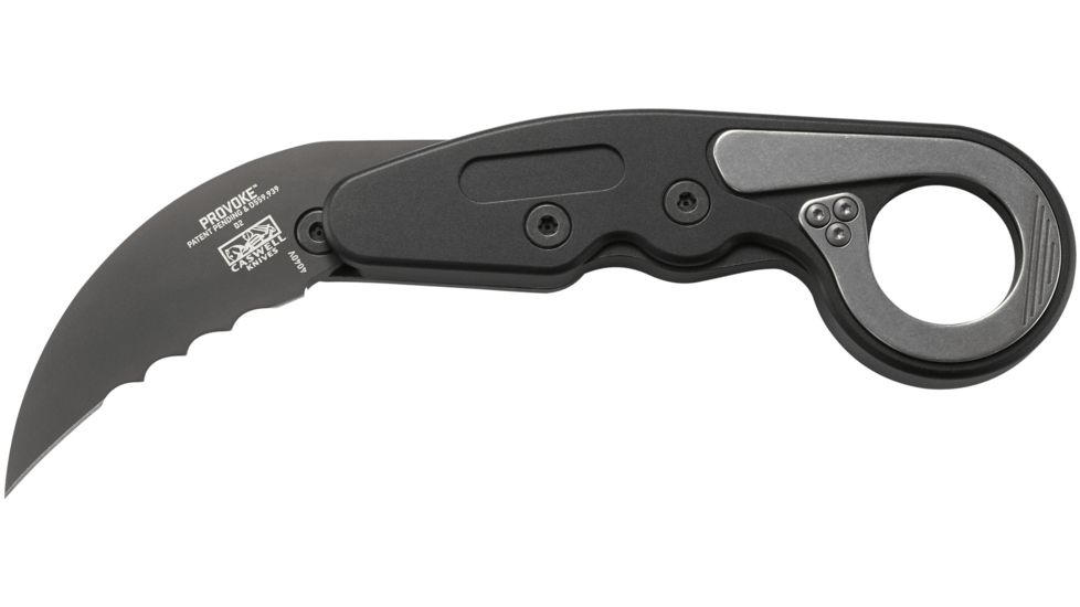 CRKT Provoke - With Veff Serrations, Designed By Joe Caswell in Newbury Park, Folding Knife W/Kinematic, 2.4in, Plain Edge, Titanium Nitride Finish, T6 Aluminum Handle, 4040V