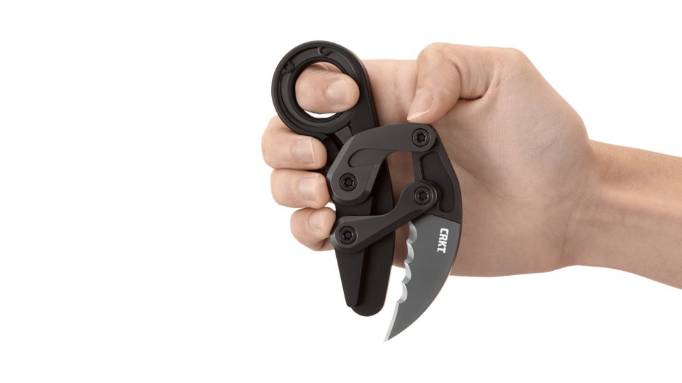 CRKT Provoke - With Veff Serrations, Designed By Joe Caswell in Newbury Park, Folding Knife W/Kinematic, 2.4in, Plain Edge, Titanium Nitride Finish, T6 Aluminum Handle, 4040V