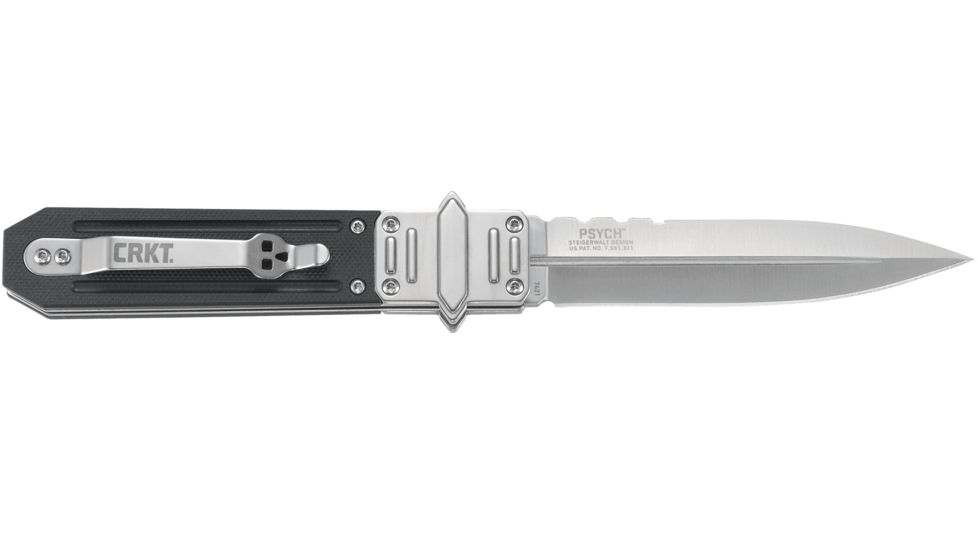 CRKT Psych, Designed By Ken Steigerwalt in Orangeville, Folding Knife W/Glide Lock, 3.96in, Plain Edge, Satin Finish, 7421